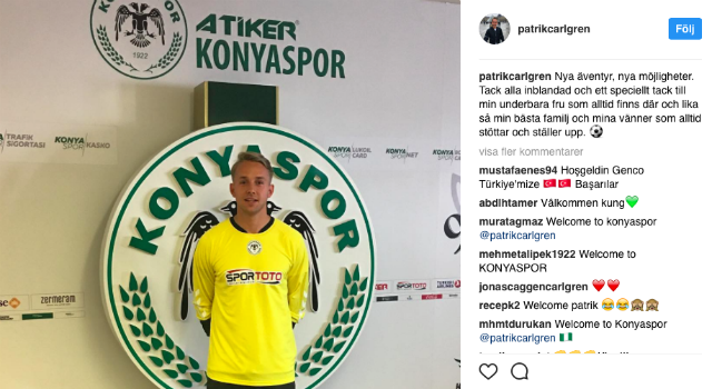 Carlgren bekräftar nya klubben på Instagram