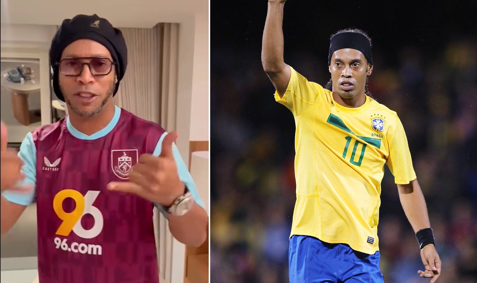 Här dyker Ronaldinho upp – i Burnleytröja