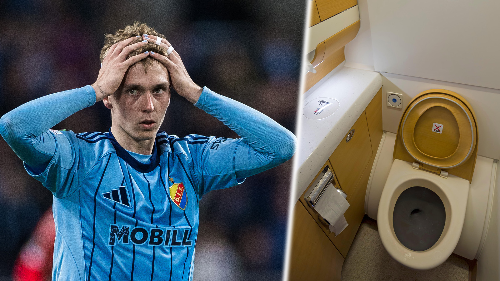 ”Låg på en flygplanstoalett och kräktes i två timmar”