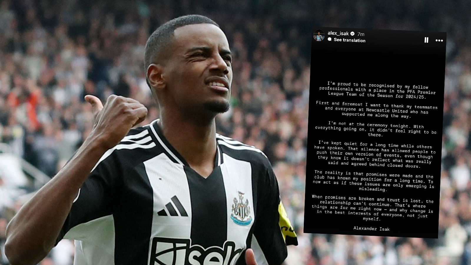 Isak bryter tystnaden om schismen med Newcastle: ”Löften bryts”