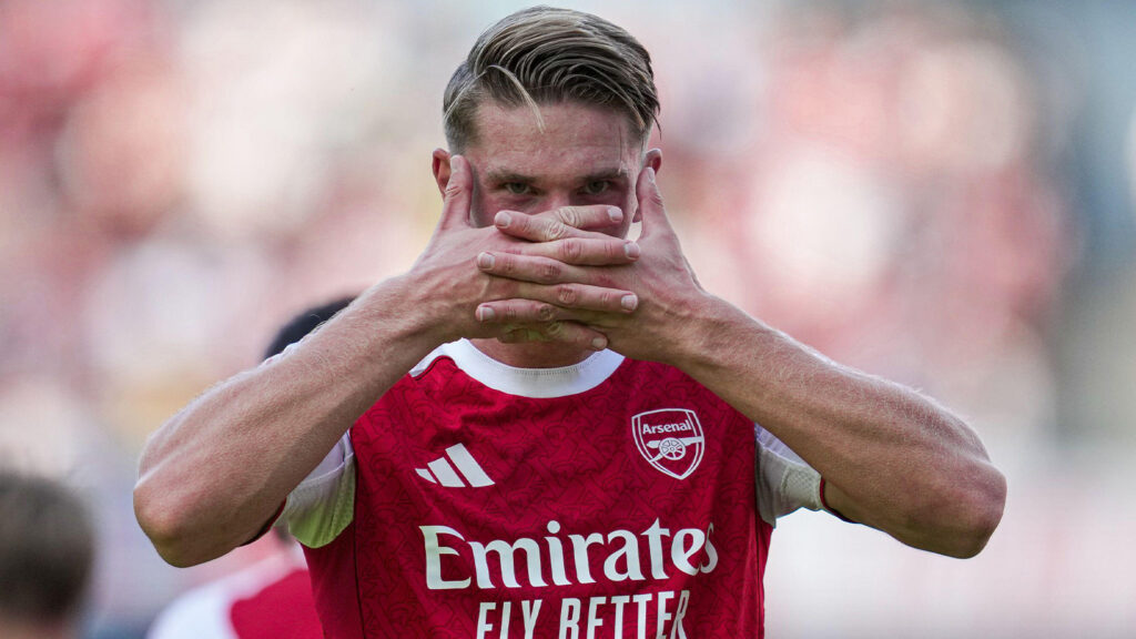 Viktor Gyökeres i Arsenal firar mål under försäsongsmatchen mellan Arsenal och Athletic Bilbao på Emirates Stadium, London, Storbritannien, den 9 augusti 2025.