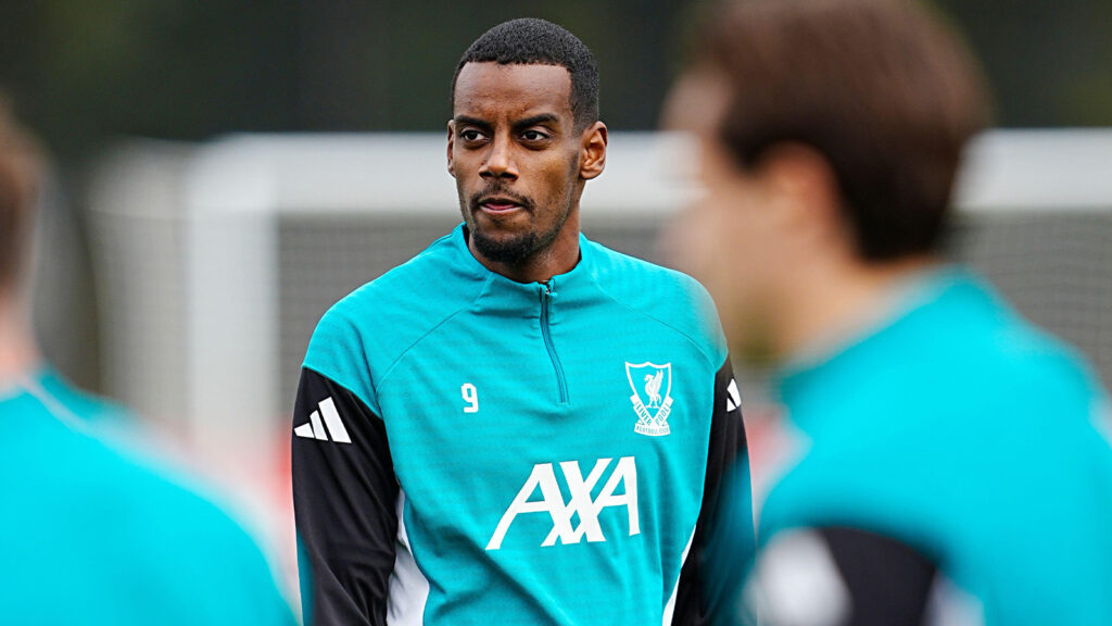 Liverpools Alexander Isak under en träningssession på AXA Training Centre, Liverpool. Bilddatum: tisdagen den 16 september 2025.