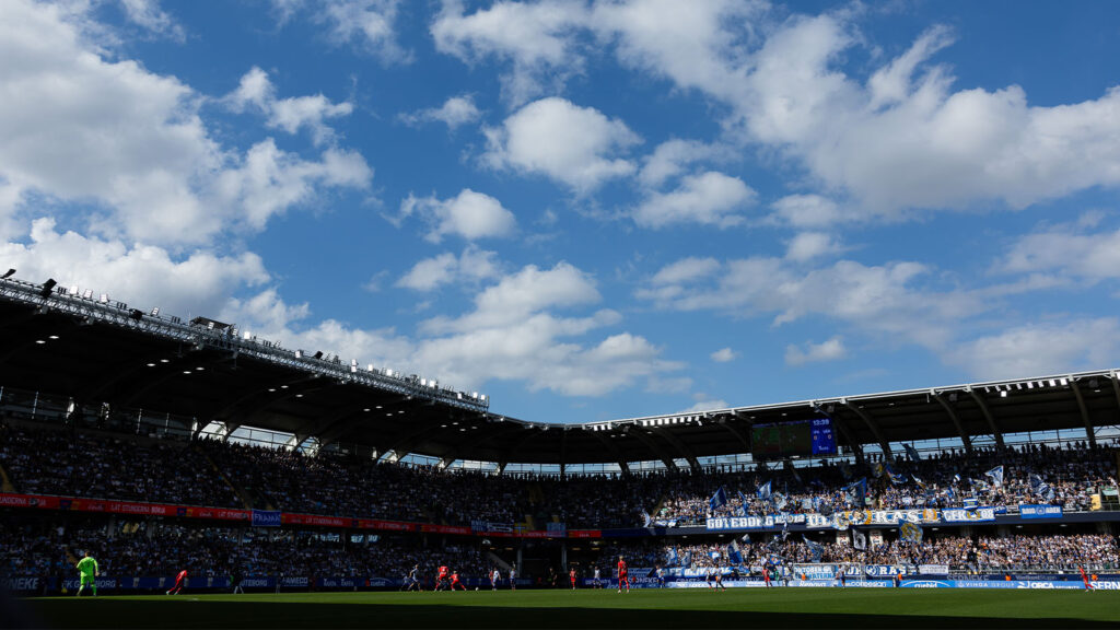 250830 Vy över Gamla Ullevi under fotbollsmatchen i Allsvenskan mellan IFK Göteborg och Värnamo den 30 augusti 2025 i Göteborg.
