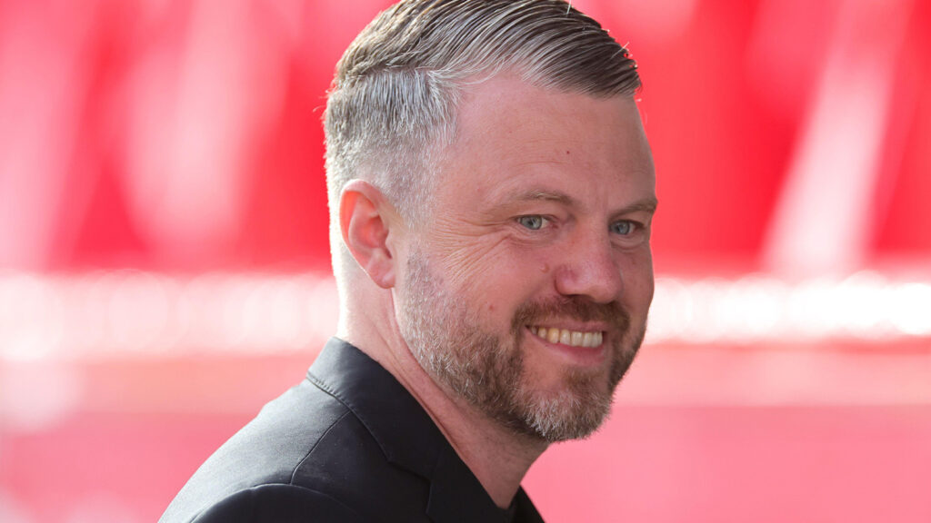 Aberdeens tränare Jimmy Thelin före UEFA Europa League play-off-matchen på Pittodrie Stadium, Aberdeen. Bilddatum: Torsdagen den 21 augusti 2025.