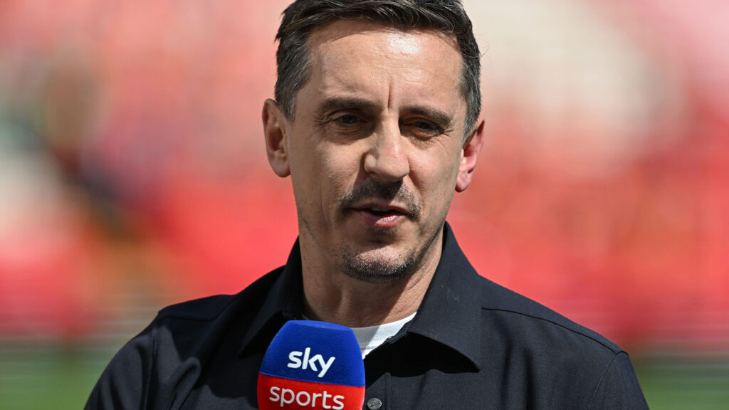 Liverpool, Storbritannien. 11 maj, 2025. Sky Sports-experten Gary Neville inför Premier League-matchen mellan Liverpool och Arsenal på Anfield, Liverpool.