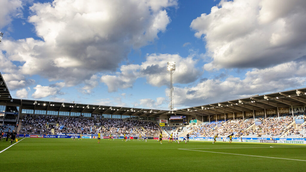 250816 Interiör vy av Platinumcars Arena under fotbollsmatchen i Allsvenskan mellan IFK Norrköping och Elfsborg den 16 augusti 2025 i Norrköping.
