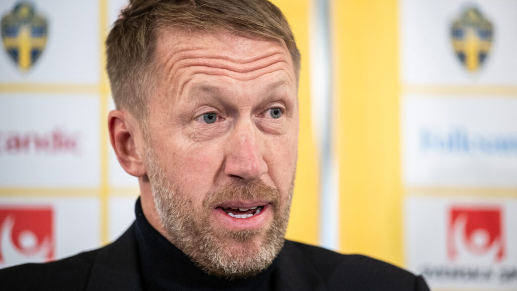 251025 Graham Potter under en presskonferens där han presenterades som ny förbundskapten för det svenska herrlandslaget i fotboll den 20 oktober 2025 i Stockholm.