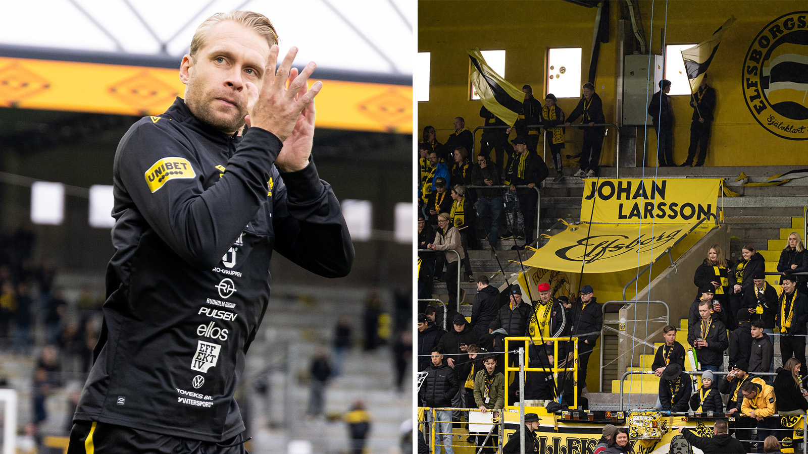 Här hyllas Johan Larsson, 35, i sista hemmamatchen