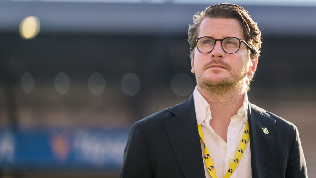 250710 Sportchef Erik Friberg från Häcken inför UEFA Europa League-kvalmatchen mellan Spartak Trnava och Häcken den 10 juli 2025 i Trnava.