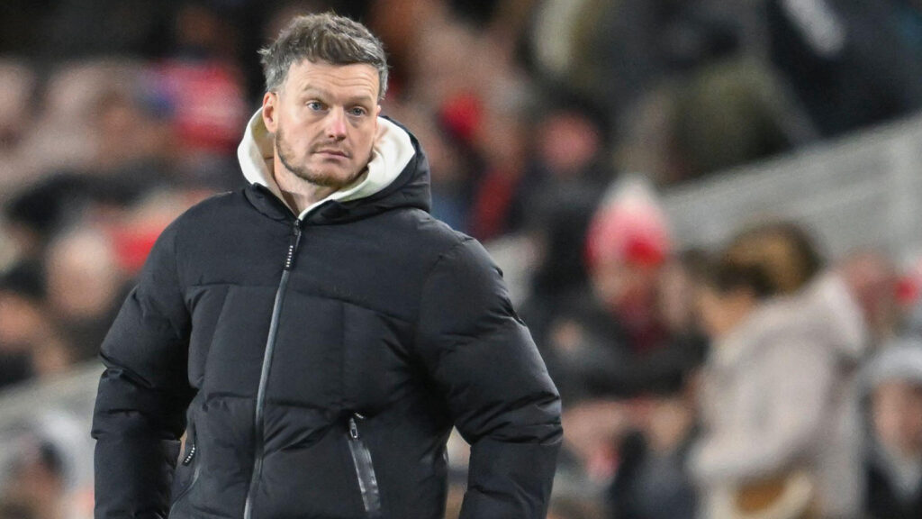 Kim Hellberg, Middlesbroughs tränare, under Sky Bet Championship-matchen mellan Middlesbrough och Hull City på Riverside Stadium, Middlesbrough, måndagen den 29 december 2025.