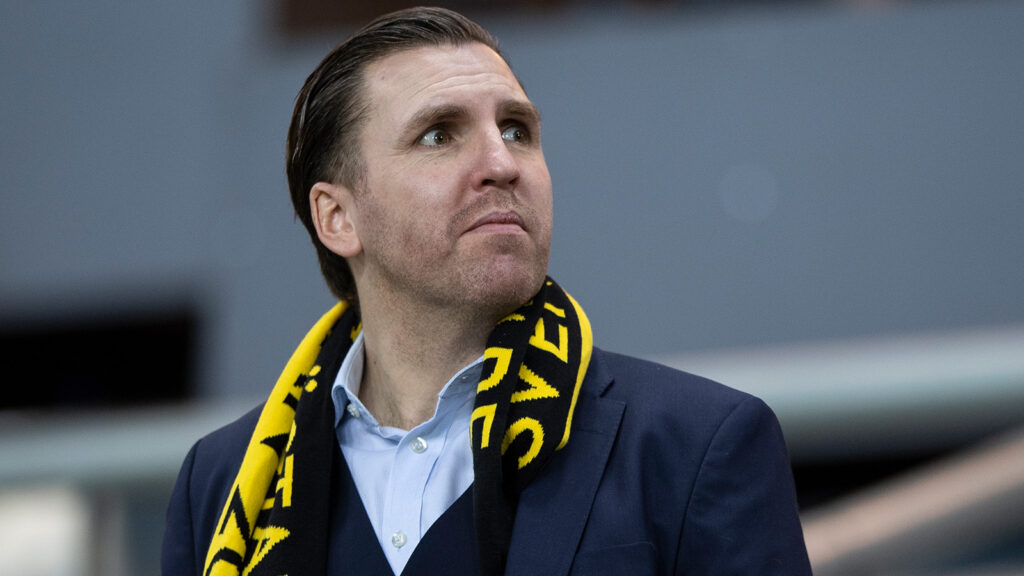 190216 Nils-Eric Johansson på läktaren under fotbollsmatchen i Svenska cupen mellan AIK och Jönköpings Södra den 16 februari 2019 i Stockholm.
