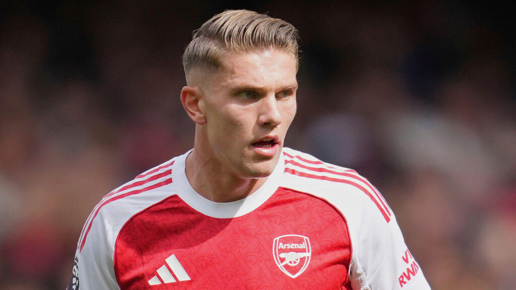 Arsenals Viktor Gyökeres under Premier League-matchen i fotboll mellan Arsenal och Nottingham Forest i London, lördagen den 13 september 2025.