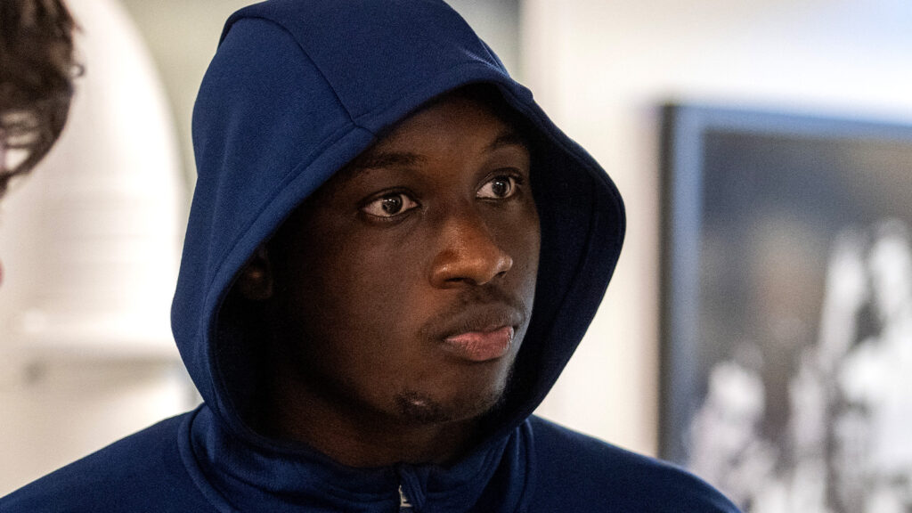 250831 IFK Norrköpings Yahya Kalley efter fotbollsmatchen i Allsvenskan mellan IFK Norrköping och Djurgården den 31 augusti 2025 i Norrköping.