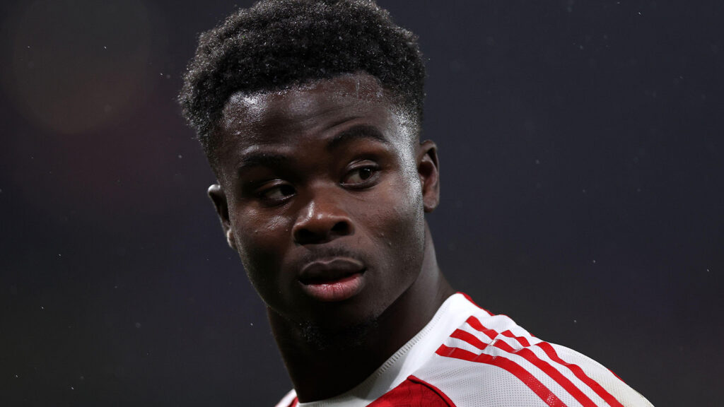 London, Storbritannien. 8 jan 2026. Bukayo Saka från Arsenal under Premier League-matchen mellan Arsenal och Liverpool på Emirates Stadium, London.