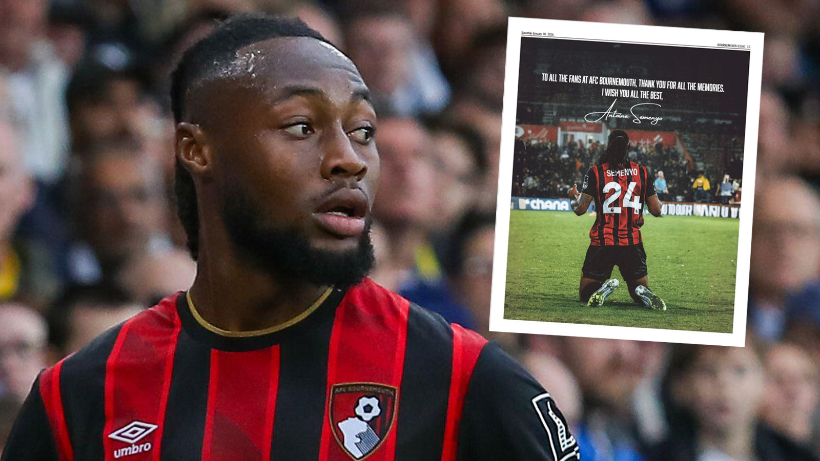 Semenyo tog farväl av Bournemouth – köpte tidningsannons