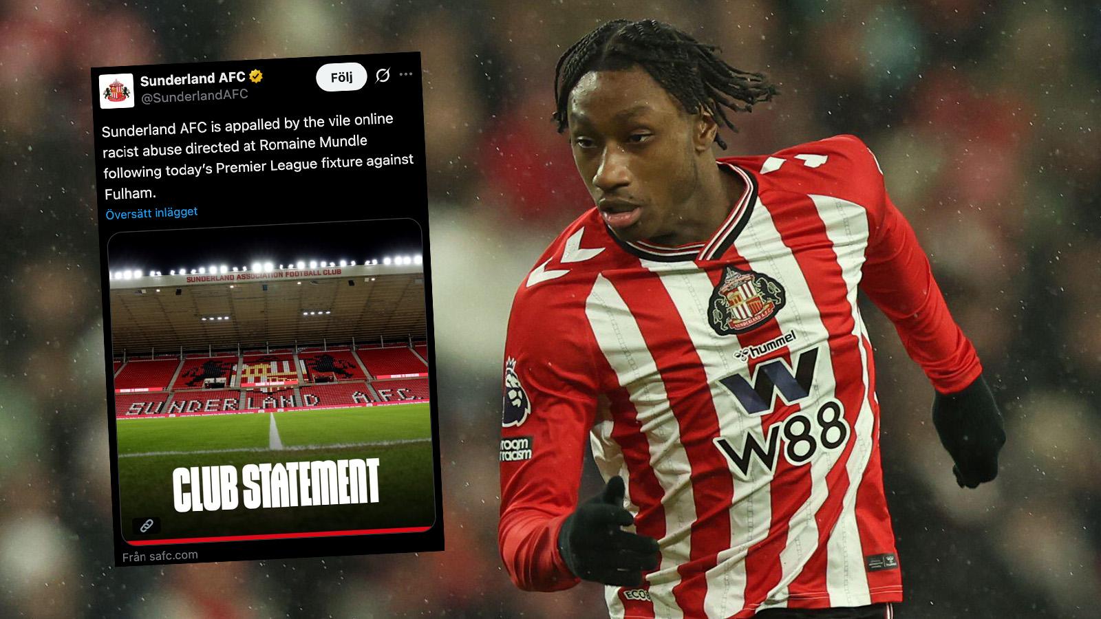 Sunderlandspelare utsatt för rasism: ”Avskyvärt beteende”