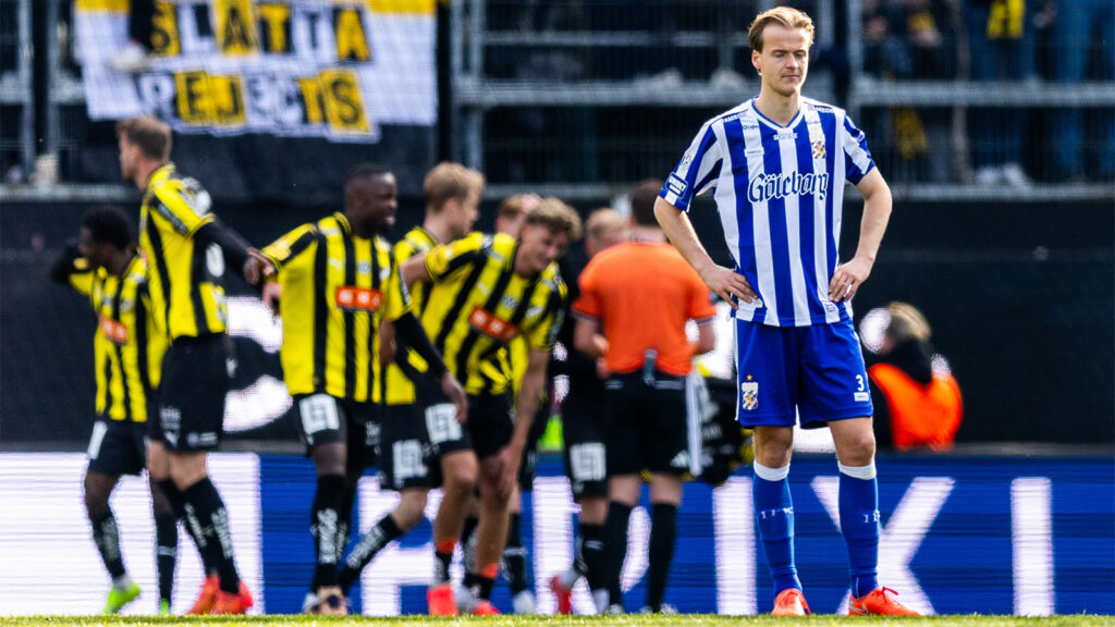 260411 IFK Göteborgs August Erlingmark deppar efter 0-2 under fotbollsmatchen i Allsvenskan mellan IFK Göteborg och Häcken den 11 april 2026 i Göteborg.

