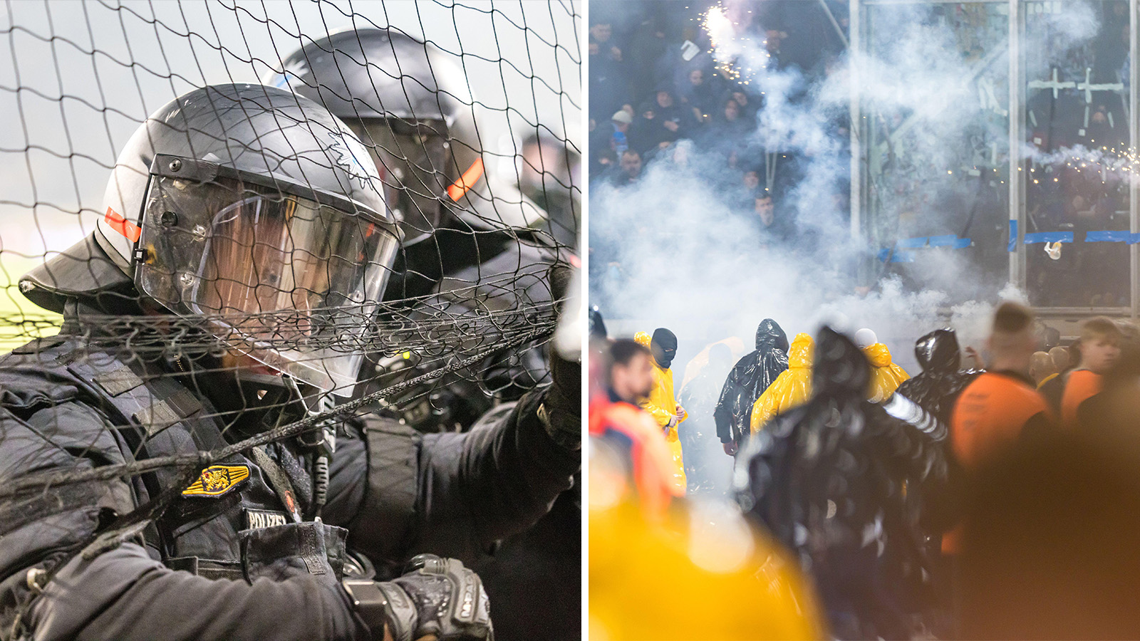 TV: Supportrar stormade planen – och kastade bengaler