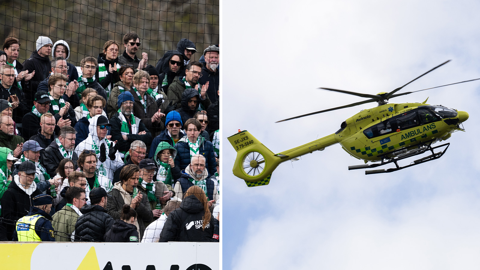 Matchen på Grimsta avbröts efter sjukdomsfall på läktaren