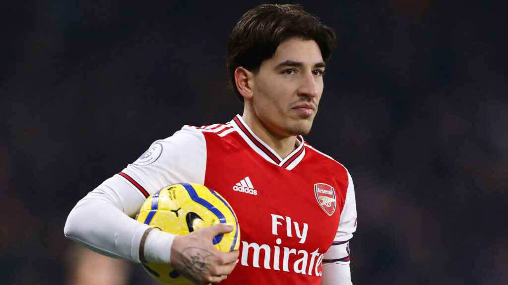 21 januari 2020, London, Storbritannien: Héctor Bellerín i Arsenal FC håller i en boll under Premier League-matchen mellan Chelsea FC och Arsenal FC på Stamford Bridge. Slutresultat: Chelsea 2–2 Arsenal. (Bildkälla: © Richard Calver/SOPA Images via ZUMA Wire)
