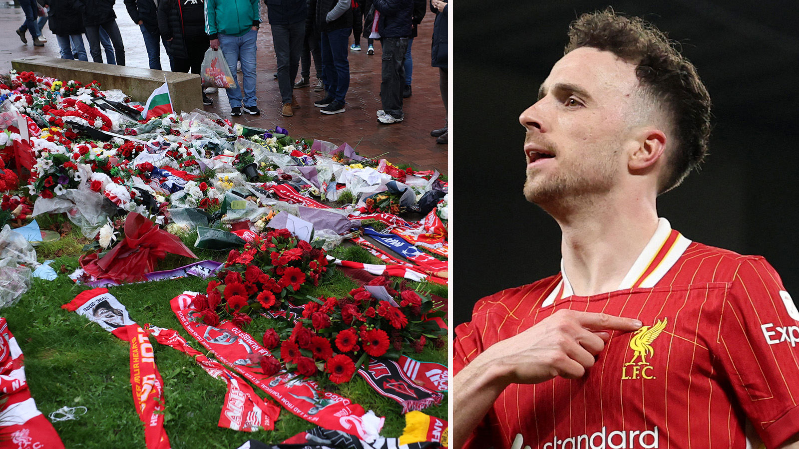 Hedrar Diogo Jota med minnesmärke utanför Anfield