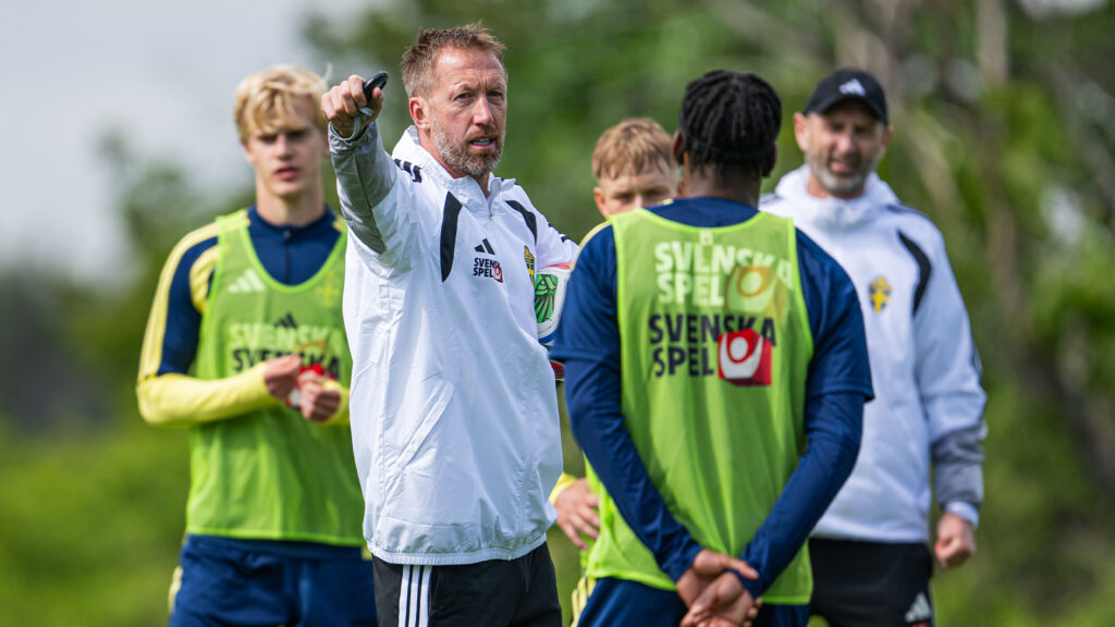 Förbundskapten Graham Potter för Swedens herrlandslag i fotboll under en träningssession den 27 maj 2026 i Stockholm.