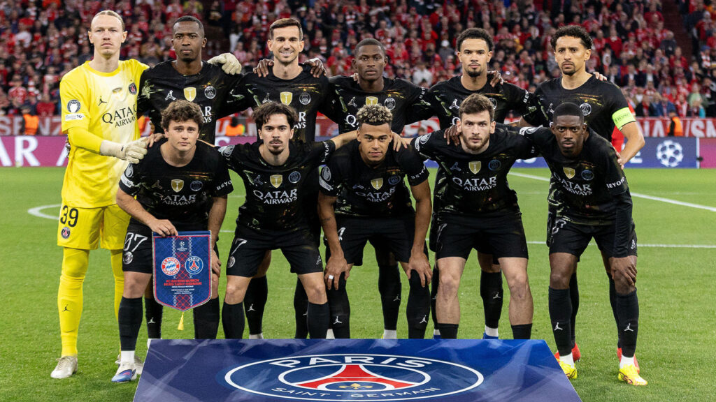 Paris Saint-Germain FC under matchen i UEFA Champions League 2025/2026 mellan FC Bayern Munich och Paris Saint-Germain FC på Allianz Arena. Slutresultat: Bayern München 1–1 Paris Saint-Germain.