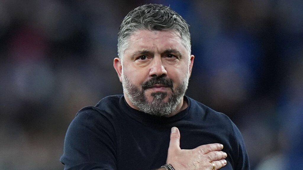 **Italiens Gennaro Gattuso under playoffmatchen i VM-kvalet 2026 mellan Italien och Nordirland på New Balance Stadium i Bergamo i norra Italien, torsdagen den 26 mars 2026. Sport – fotboll. (Foto: Spada/LaPresse)**
