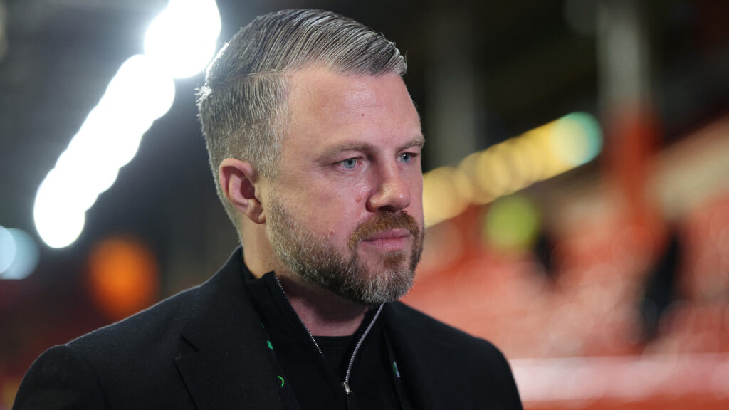 **Fotboll, UEFA Conference League – Aberdeen mot RC Strasbourg – Pittodrie Stadium, Aberdeen, Skottland, Storbritannien – 11 december 2025. Aberdeens manager Jimmy Thelin före matchen. REUTERS/Russell Cheyne. © Bildbyrån – COP 7 – ENDAST SVERIGE**
