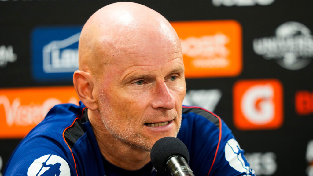 **Harrison, New Jersey, USA, 7 juni 2026. Norges förbundskapten Ståle Solbakken vid presskonferensen efter den privata internationella fotbollsmatchen mellan Norge och Marocko på Sports Illustrated Stadium. Foto: Fredrik Varfjell / NTB. Denna text är automatiskt översatt.**