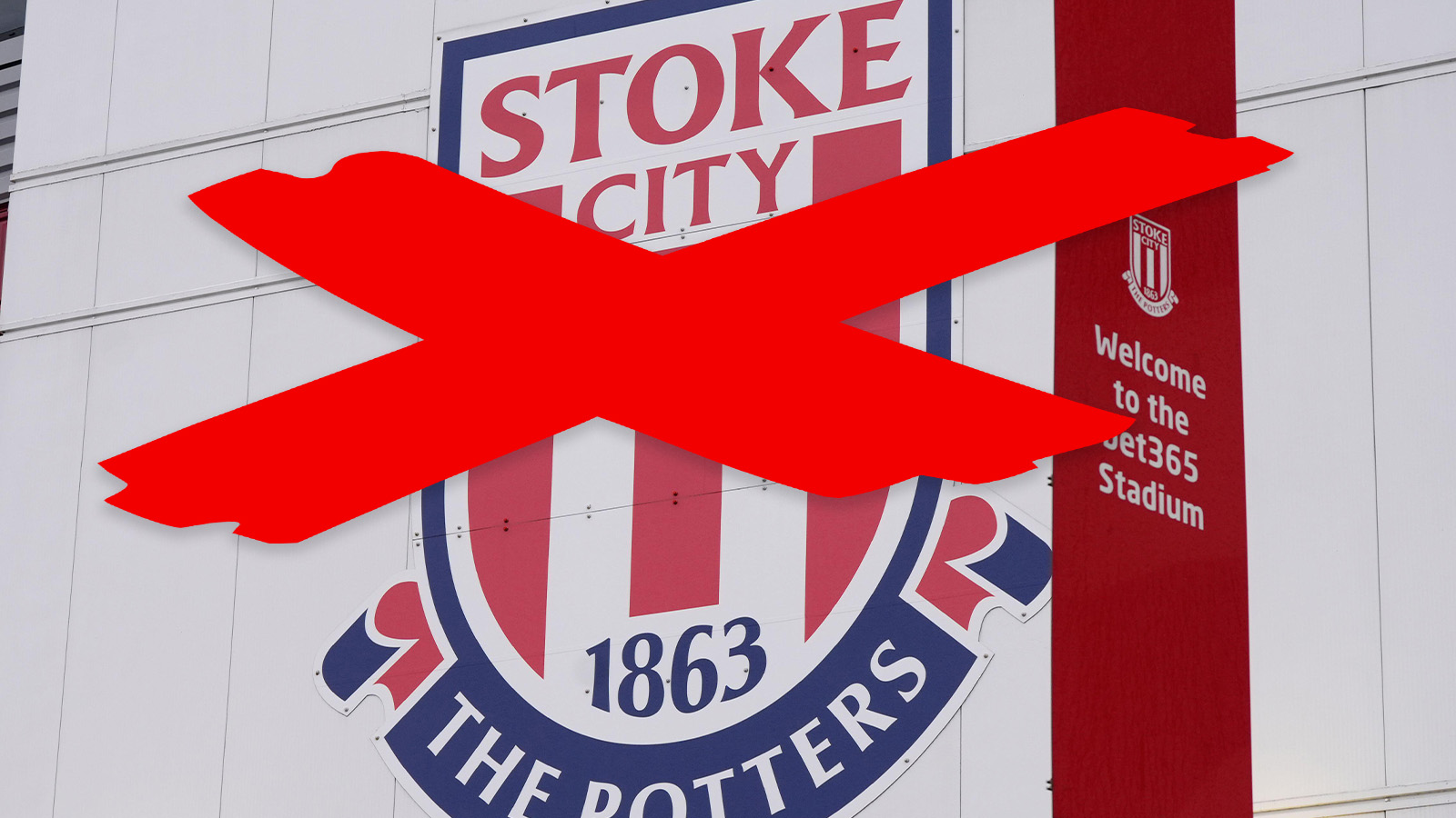 **En allmän vy av Stoke Citys klubbmärke på sidan av stadion inför fjärde omgången i Emirates FA Cup på bet365 Stadium i Stoke. Bilddatum: söndagen den 15 februari 2026.**