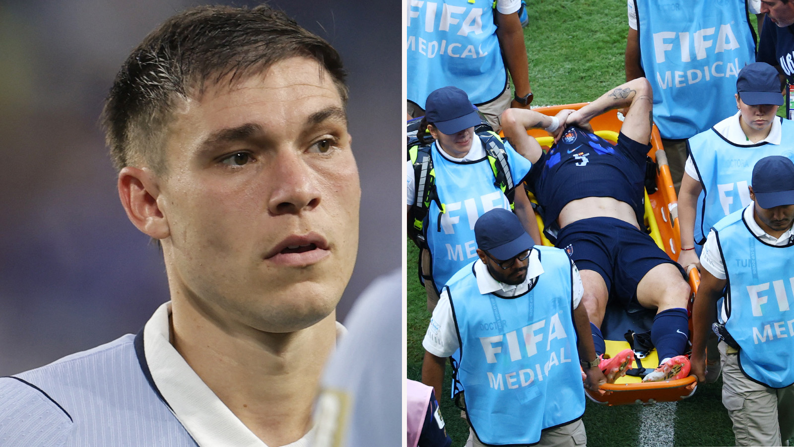 United-spelaren ut på bår – befarad korsbandsskada