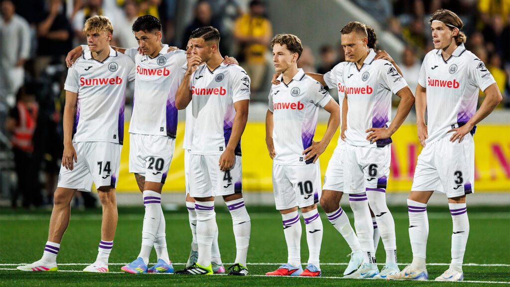 Göteborg, den 31 juli 2025. Anderlechts spelare under den andra kvalomgången till UEFA Europa League mellan Häcken och Anderlecht.

(Belgien-bild)
