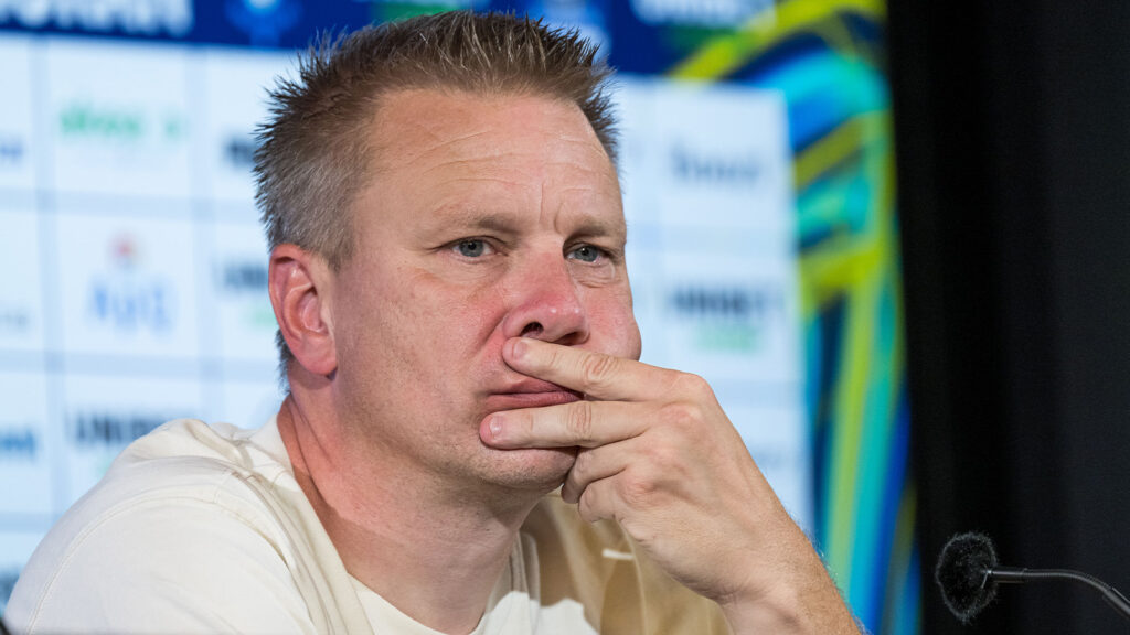 260712 IFK Göteborgs tränare Stefan Billborn efter fotbollsmatchen i Allsvenskan mellan Malmö FF och IFK Göteborg den 12 juli 2026 i Malmö.