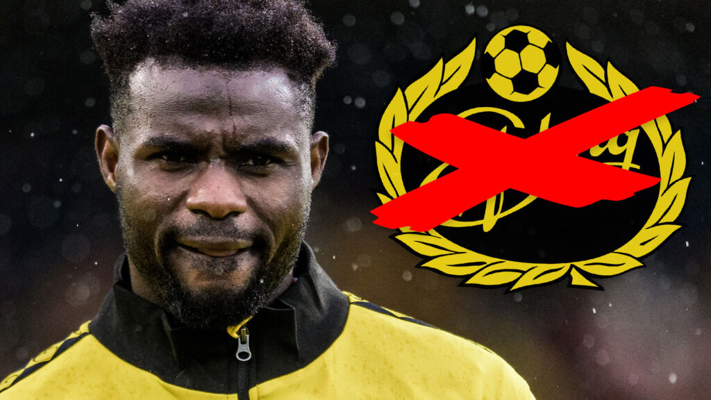 251004 Elfsborgs Ibrahim Buhari inför fotbollsmatchen i Allsvenskan mellan Mjällby och Elfsborg den 4 oktober 2025 i Hällevik.
