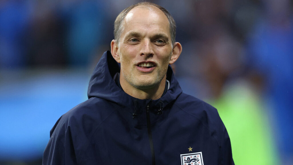 **Englands förbundskapten Thomas Tuchel inför åttondelsfinalen mellan Mexiko och England i fotbolls-VM 2026 på Estadio Azteca i Mexico City, Mexiko, den 5 juli 2026.**