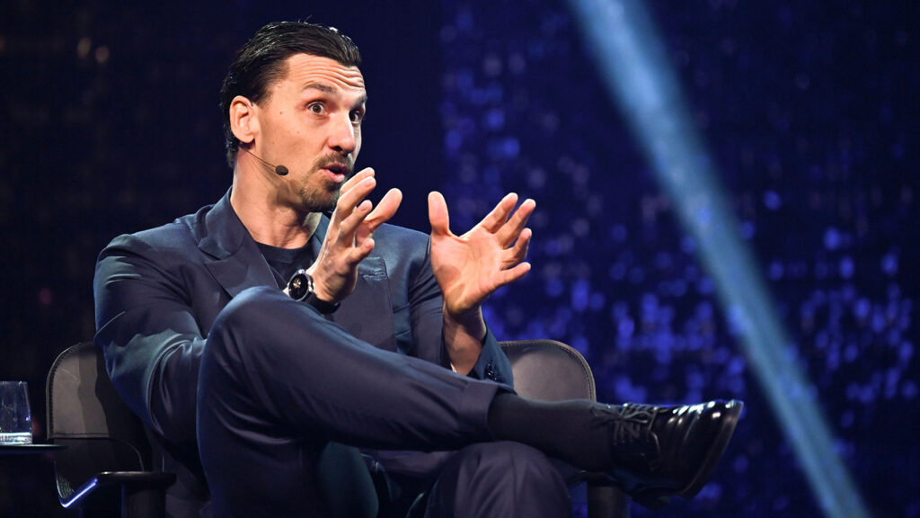 **Zlatan Ibrahimović talar på temat *Inside the Zlatan Mindset: Building a Global Legacy and Brand* under det internationella teknikevenemanget Techarena på Strawberry Arena i Stockholm den 12 februari 2026.**
