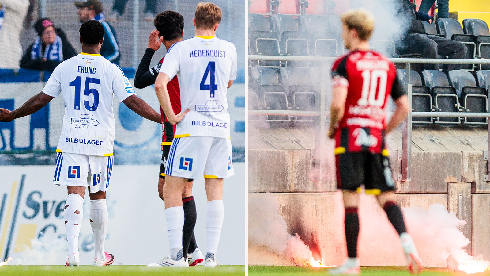 Skandalscener i Norrlandsderbyt – planen fattade eld